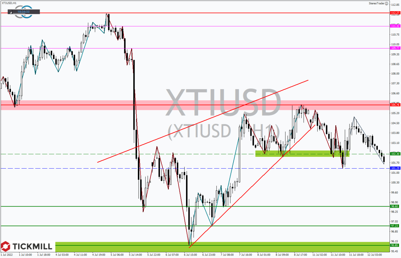 Tickmill-Analyse: WTI im Stundenchart 