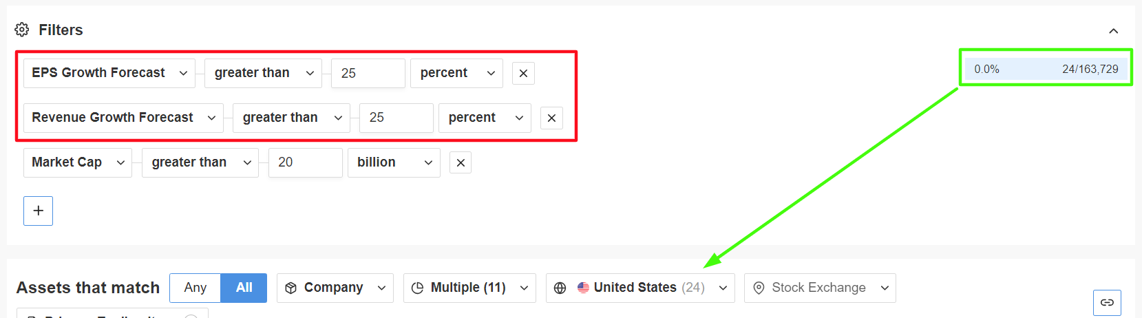 InvestingPro Screener-Filter