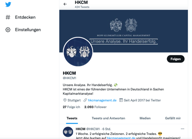 Der offizielle HKCM-Twitter-Account.