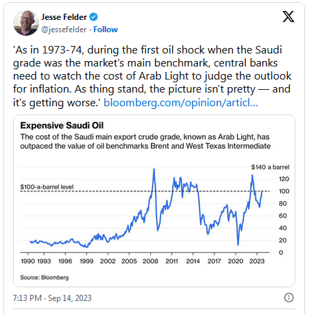 Jesse Felder: Tweets zum Thema Öl von den Saudis