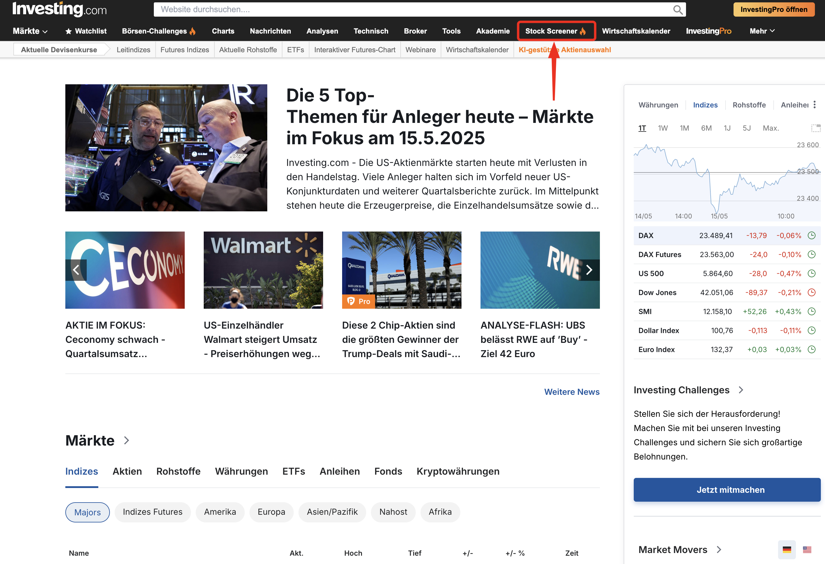 Aktien Screener - Investing.com