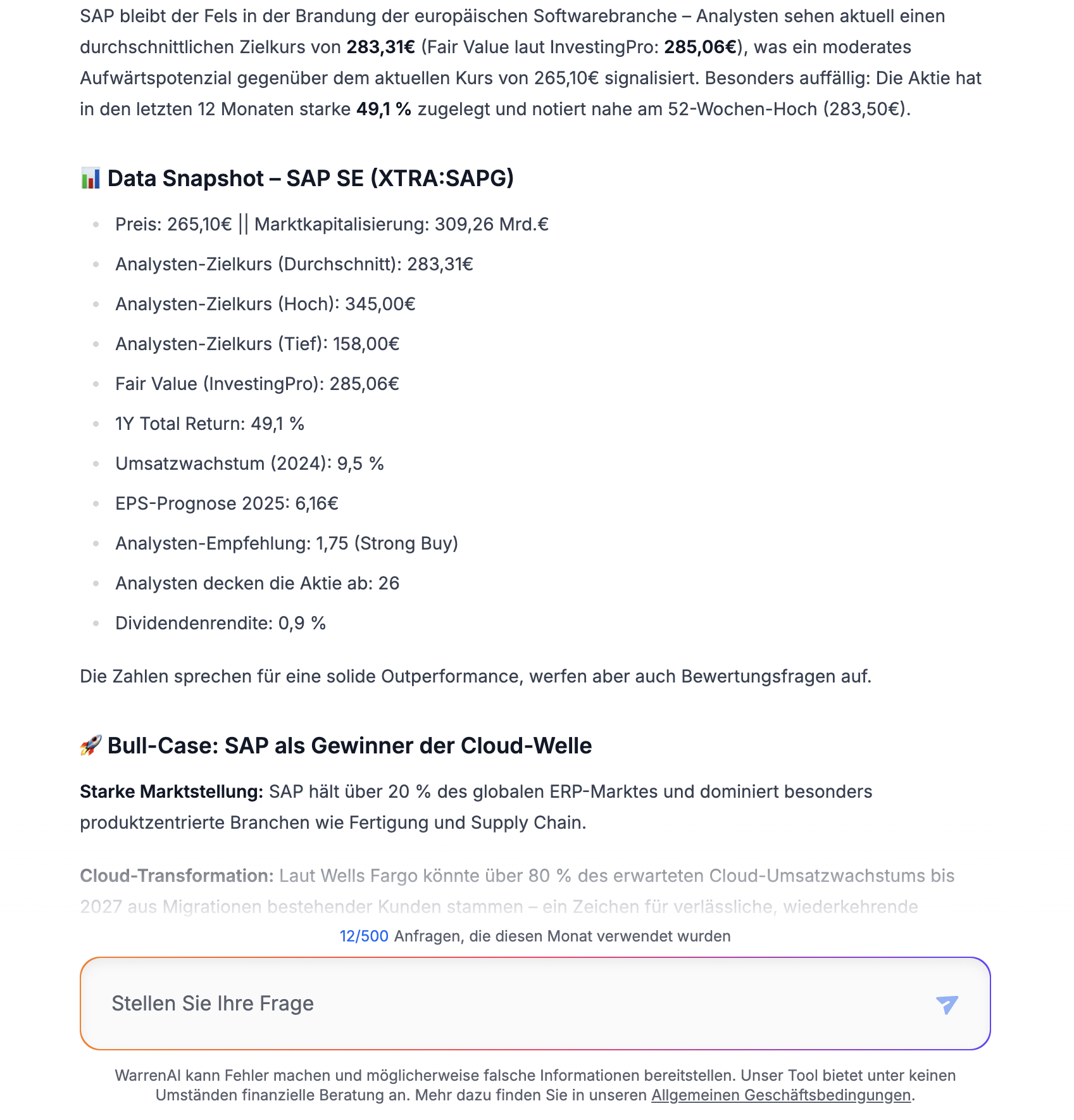 WarrenAI über SAP