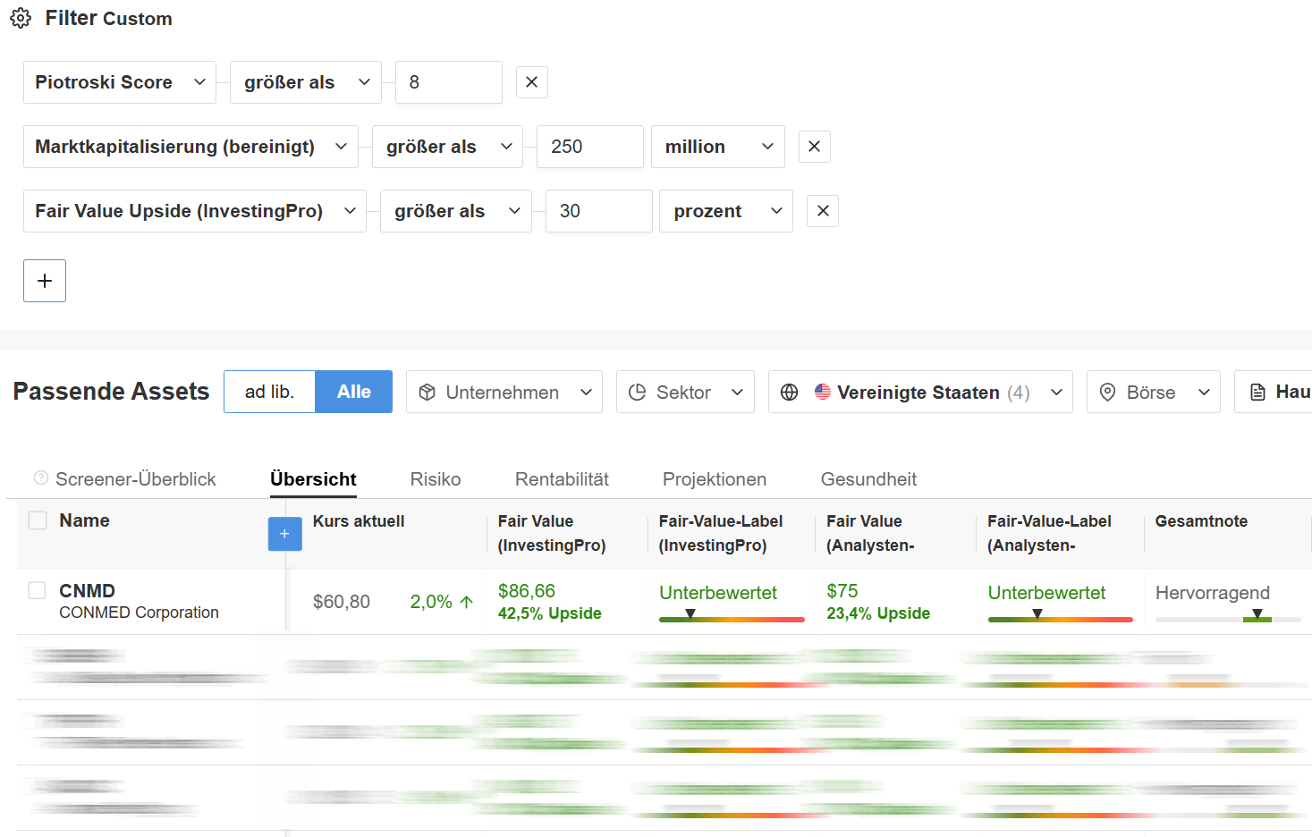 InvestingPro Screener