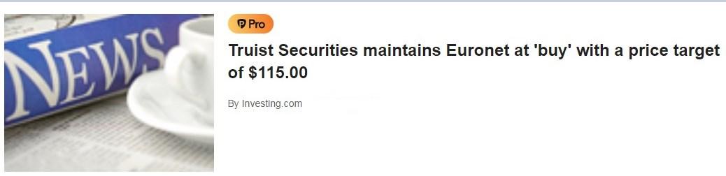 Truist Securities: Kursziel 115 USD für Euronet