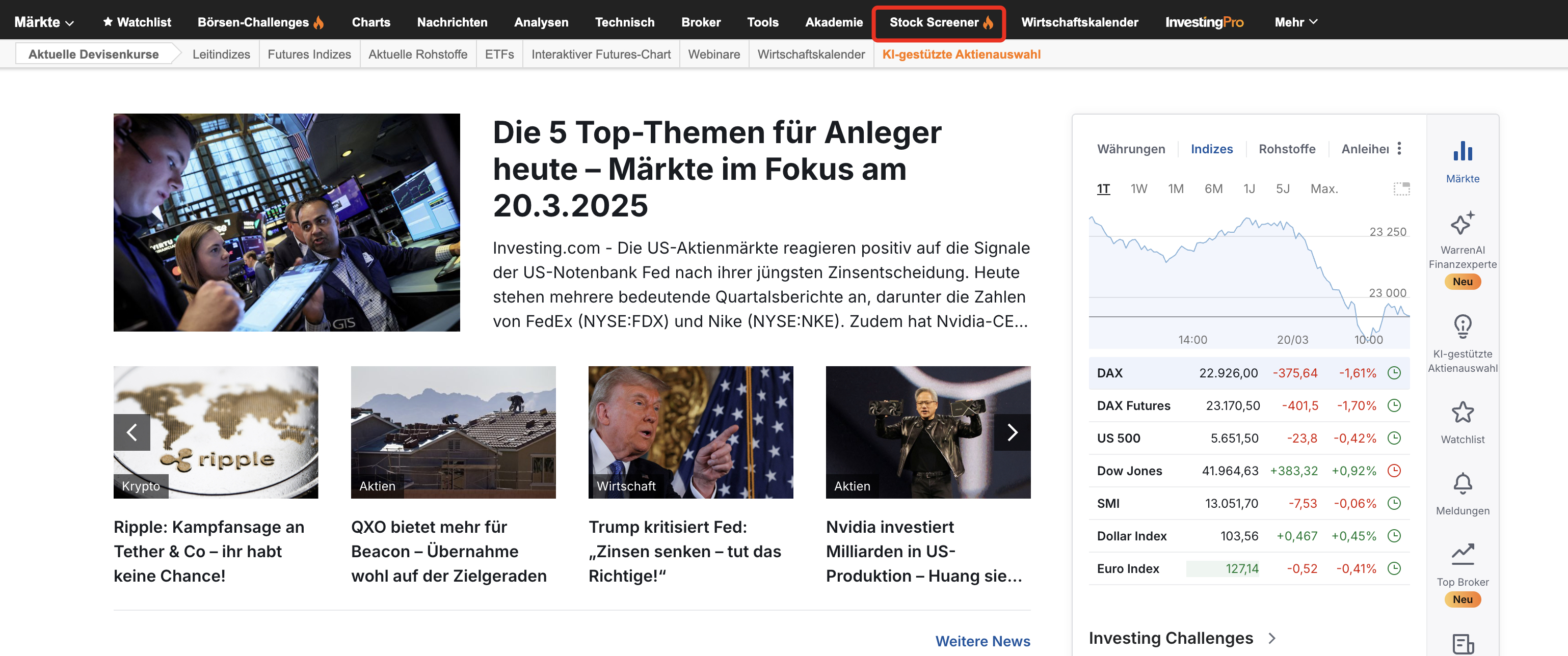 Aktien Screener - Investing.com